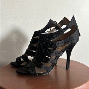 Sophisticated Black Stiletto Heels with Strappy Design